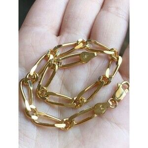 Designer 925 Italy Sterling Silver 14k gold vermeil link chain Bracelet